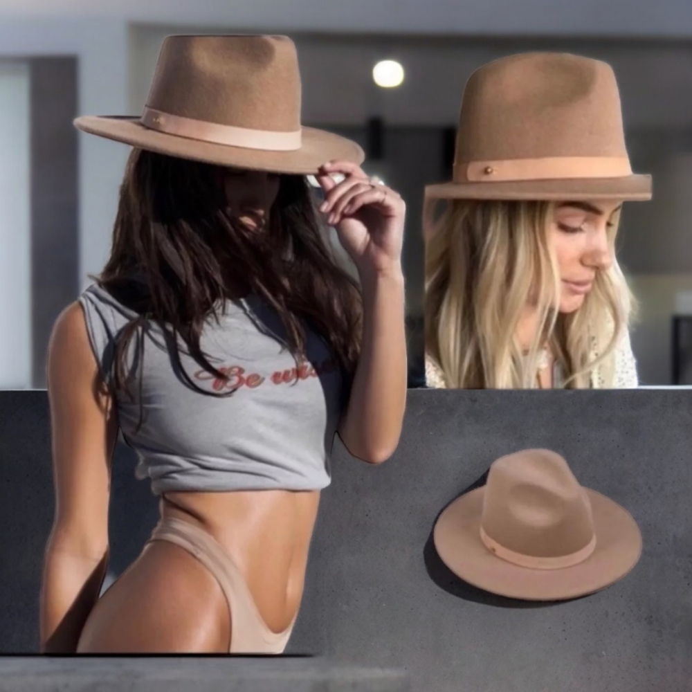 LACK OF COLOR THE FREY FEDORA HAT TAUPE SIZE 55CM (S)